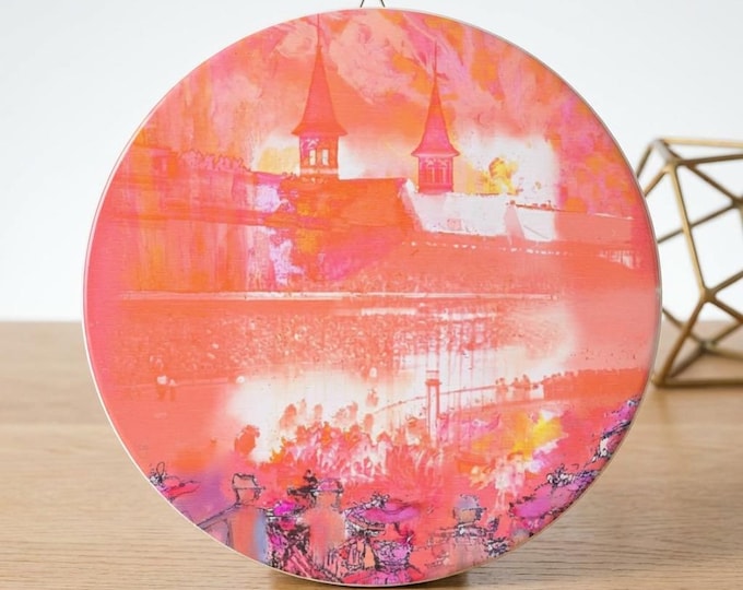 Kentucky Derby Watercolor Round Wood Sign