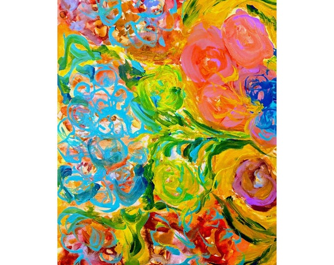 Colorful Abstract Floral Painting Matte Vertical Poster