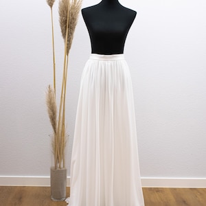 Chiffon skirt "Tilda", Chiffon skirt long, soft flowing long skirt with folds and train, bridal skirt, mix & match wedding, color Ivory