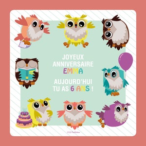 Carte Anniversaire Hiboux