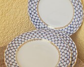 LOMONOSOV cake plate, cobalt net, St. Petersburg label, perfect conditions
