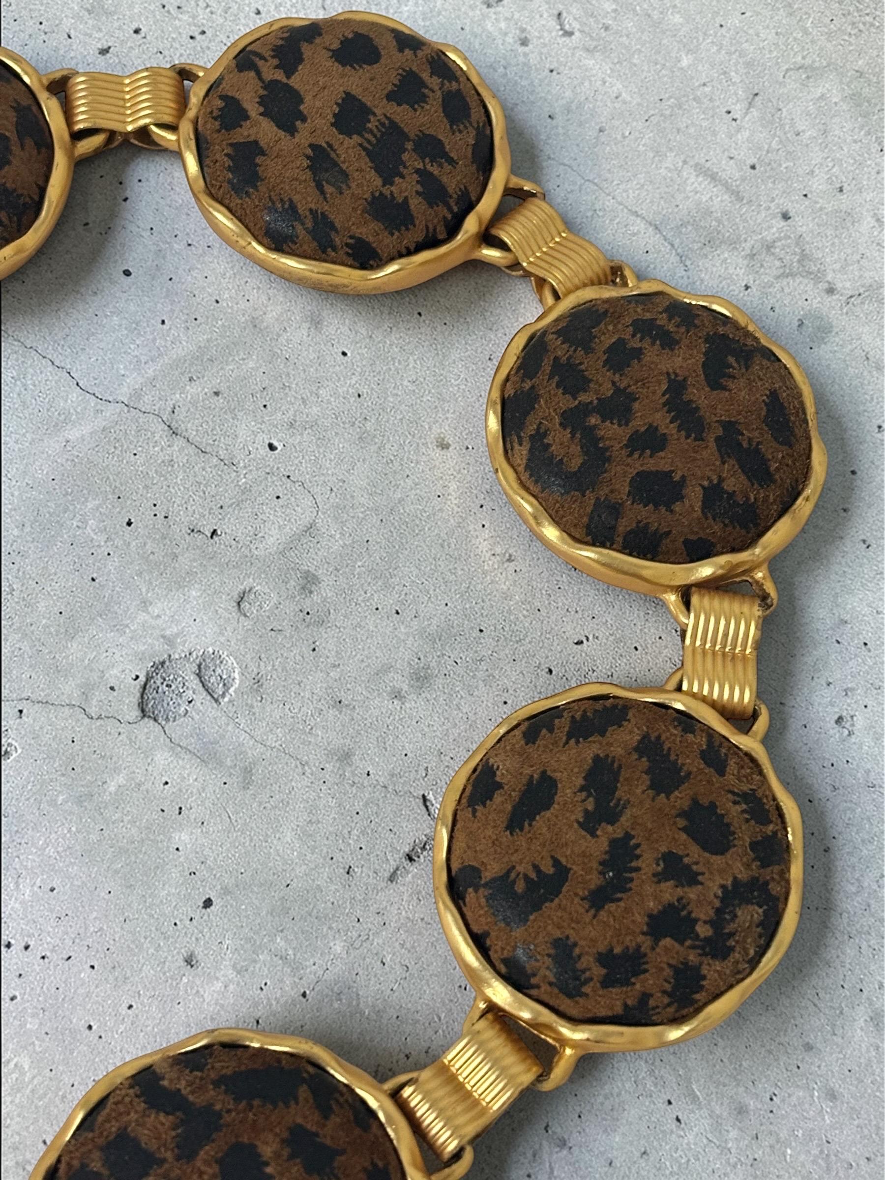 Vintage Express Leopard Print Chain Belt – Gold Tone  display picture 3