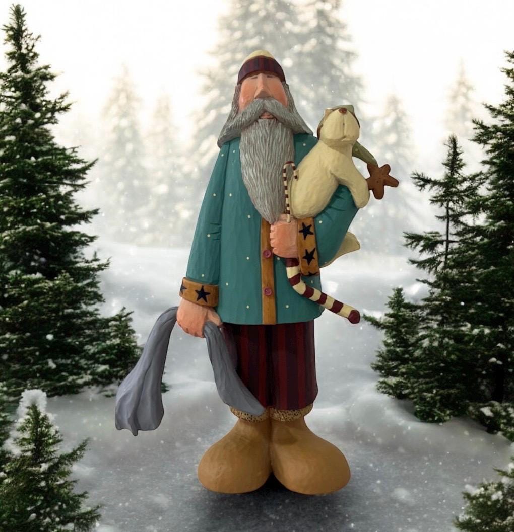 Williraye Studio Christmas Comfort Santa Figurine Holding Cat in