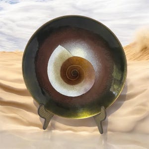 Norman Brumm Enamel On Copper Decorative Plate Seashell 7.75”