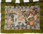 Vtg kalaga tapestry wall hanging thai burmese embroidered silk beaded elephant