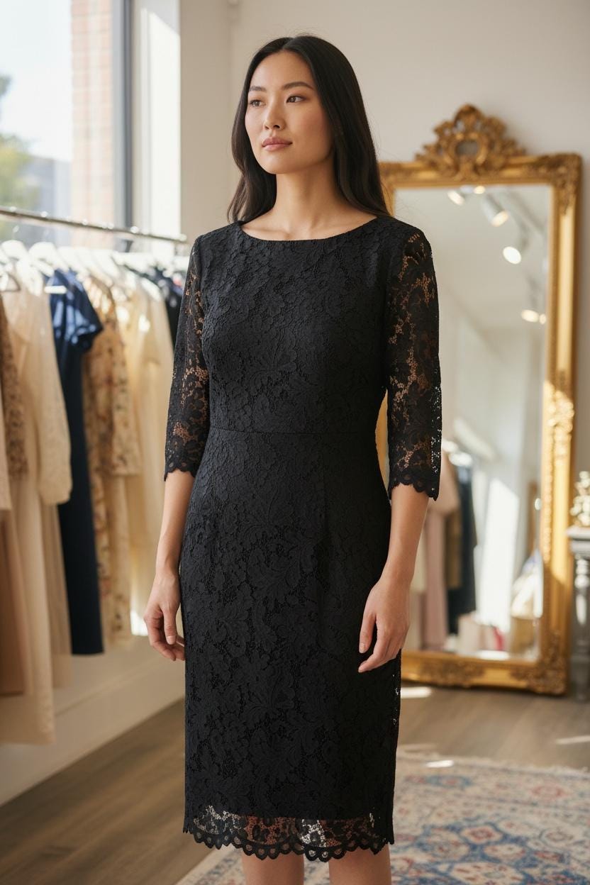 Black Midi Lace Dress - Etsy Black Midi Lace Dress - Etsy