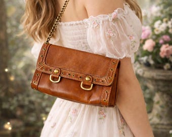 Vintage Rafe Brown Leather Shoulder Bag | Y2K Fairycore Purse - Etsy