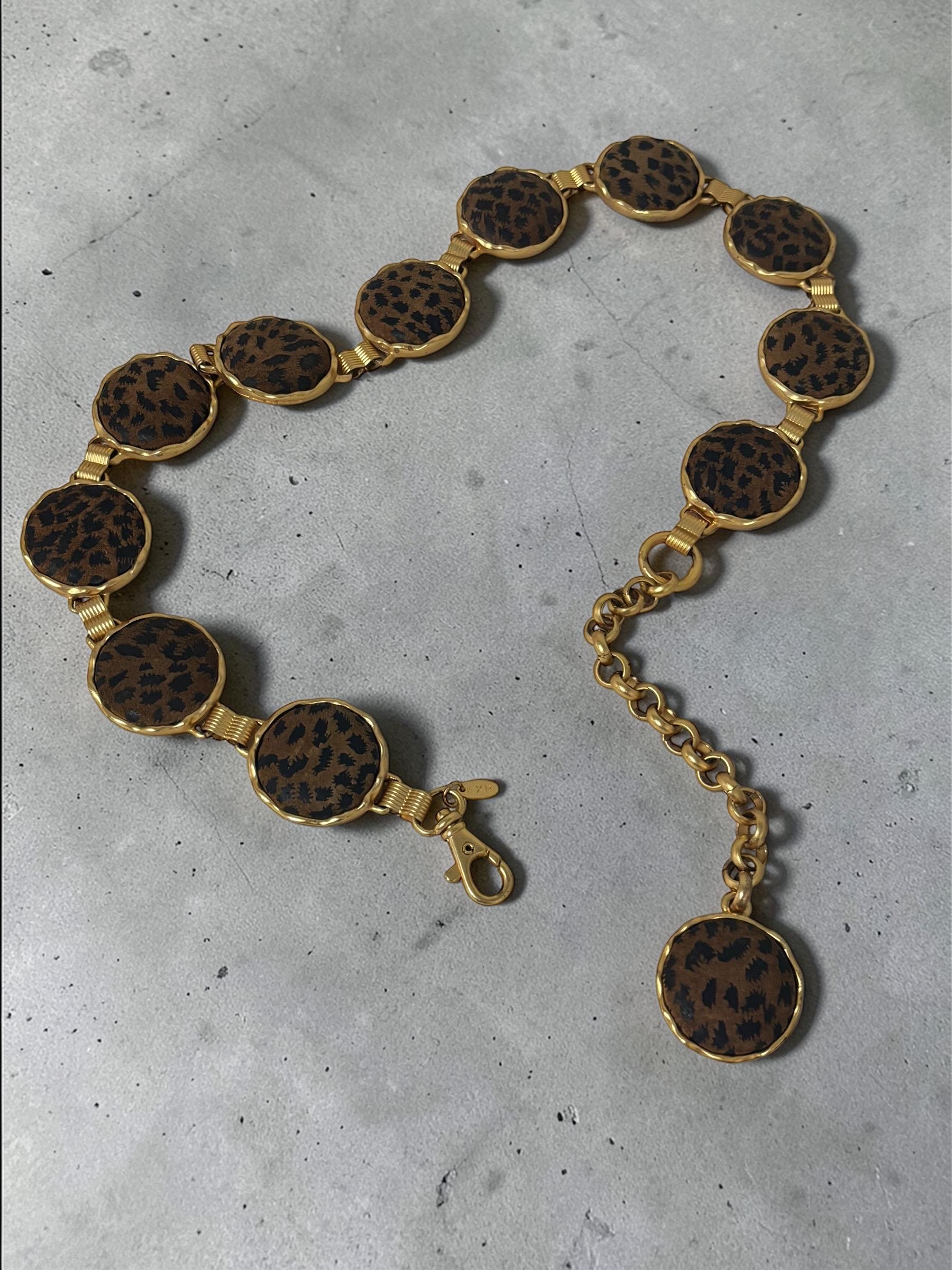 Vintage Express Leopard Print Chain Belt – Gold Tone  display picture 2