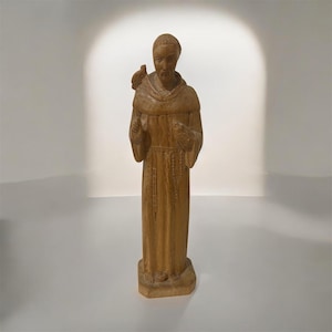 Statue en bois sculpté à la main de Saint François d&#39;Assise, patron des animaux, 20 cm (20 cm)