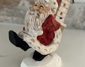 David Frykman de Vtg Coyne, père Noël marchant maison d'oiseau, figurine Noël 1995