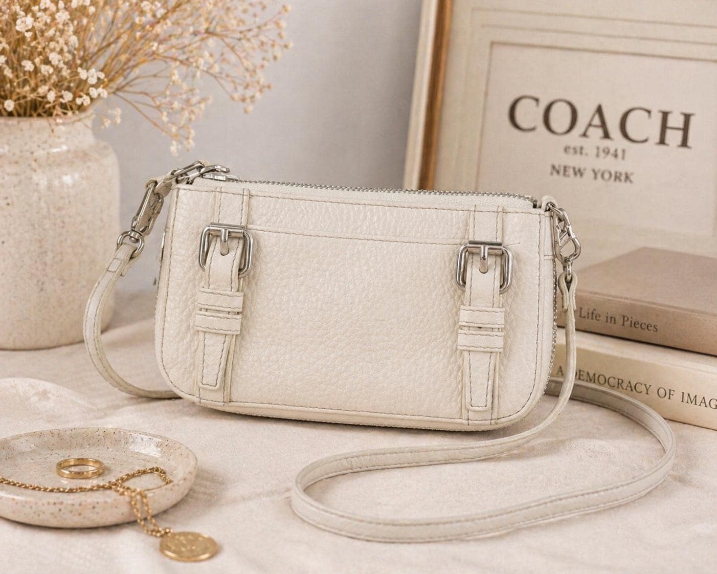 美品✨Y2K Coach Shoulder Bag Studded White Y2k coach studs leather - Gem