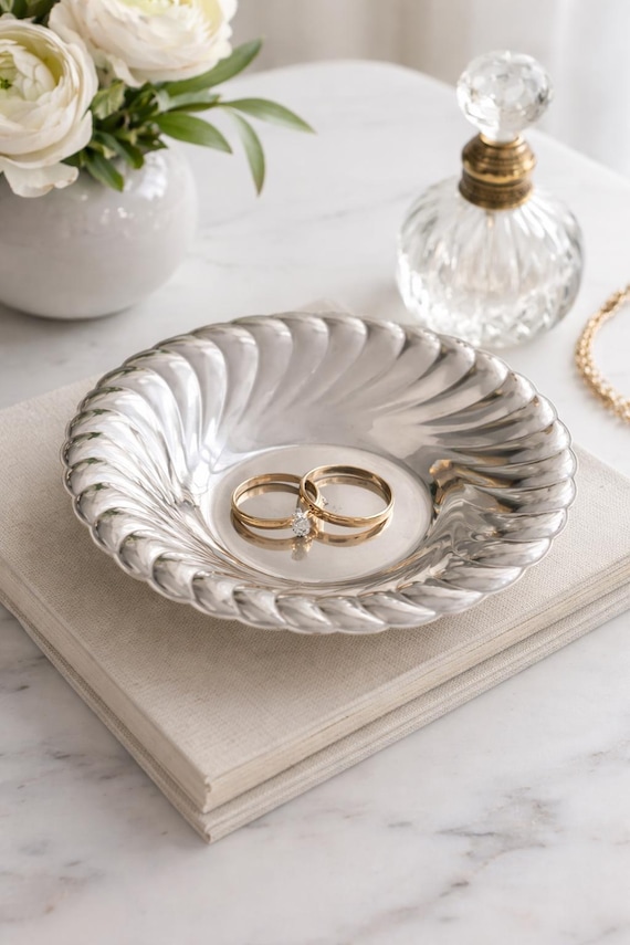 【WM.A. Rogers】 ミートプレート / サーバー 　46cm Vintage WM Rogers Waverly Silverplate Catchall Dish – Rope Edge