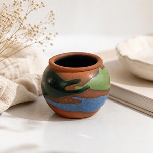 Vaso vintage in ceramica artistica Alfa Dom Repubblica Dominicana – Piccolo vaso in ceramica realizzato a mano – Decorazione rustica boho