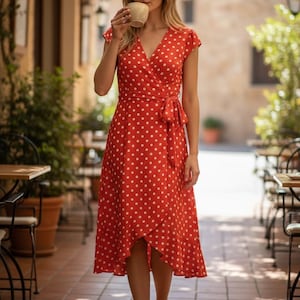 orange pin up dress Summer Dress Orange Dress Floral Dress 1950s Dress 70s Midi Dress Spring Dress Hawaiian Dress Tropical Flower Dress Pin Up Dress Sundress