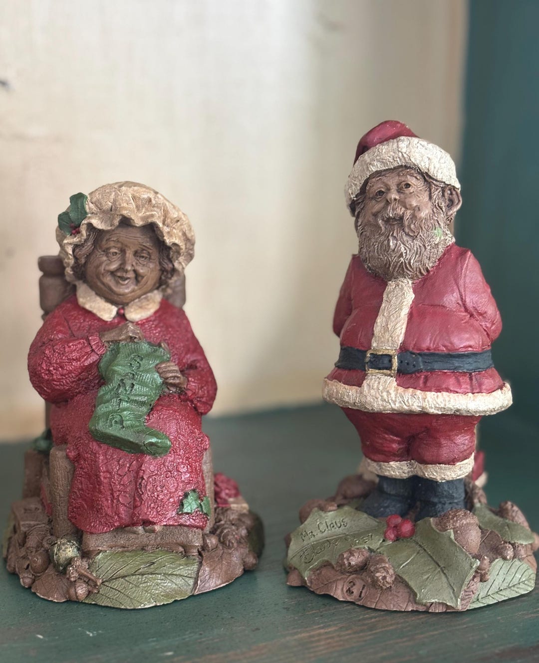 Signed Tom Clark 1987/88 Santa & Mrs. Claus Painted Figurines Set