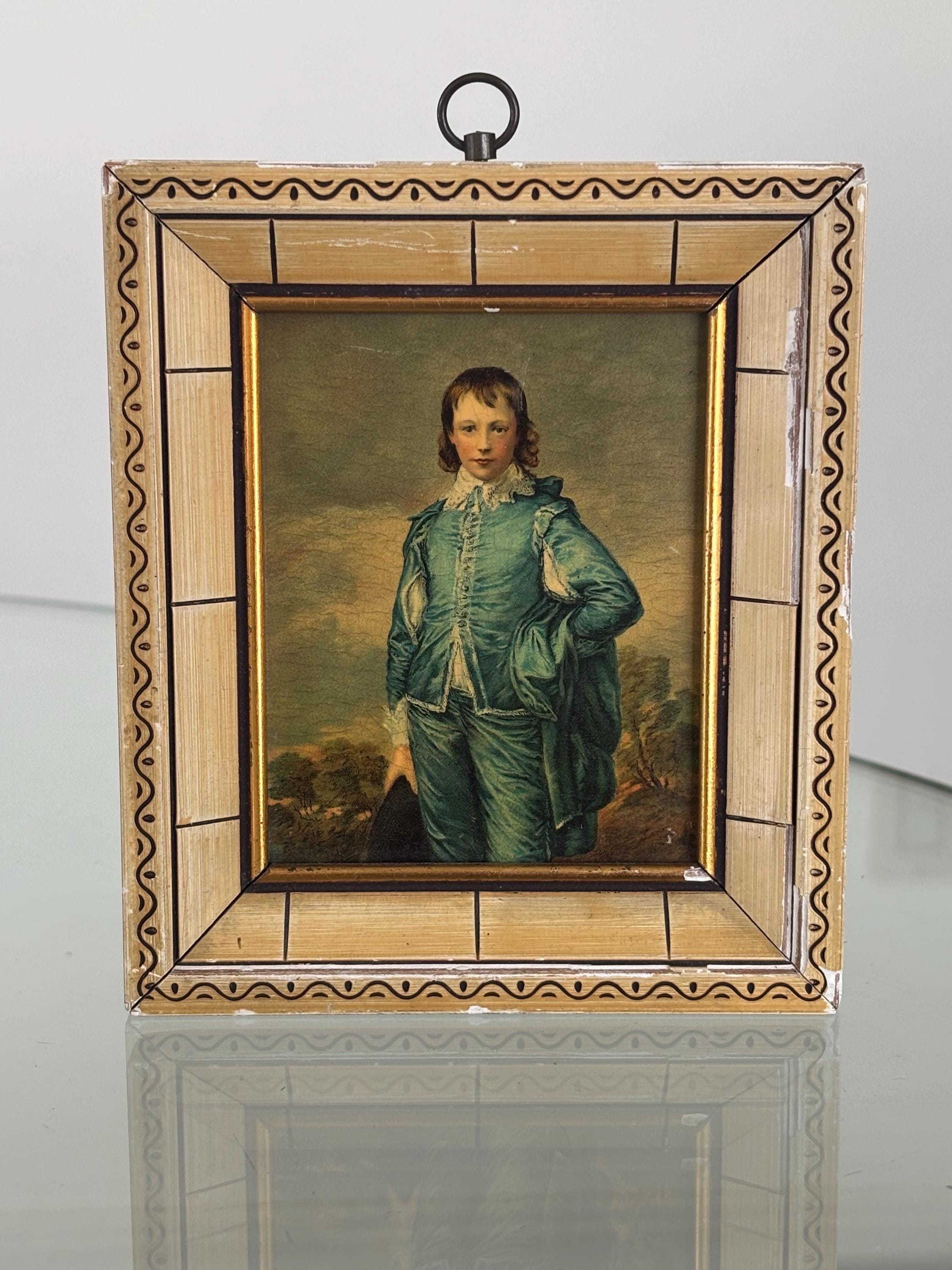Vintage Blue Boy Portrait Print | Ornate Wood Frame, Small Gallery