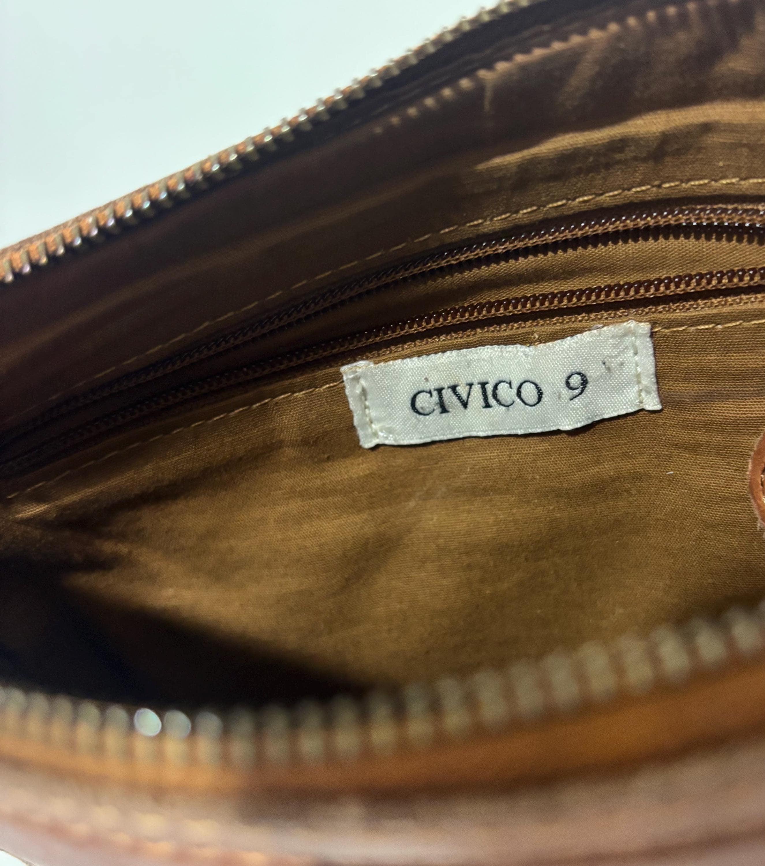 Civico 9 Leather Studded Crossbody Bag Brown Italian Leather  display picture 1