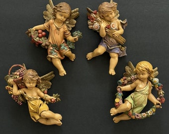 VTG Fontanini E Simonetti Depose Four Seasons Cherub Angels Italia Set di 4 1989