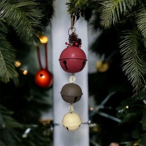 Campanelli natalizi rustici vintage grandi in metallo multicolore da appendere, stile fattoria primitiva