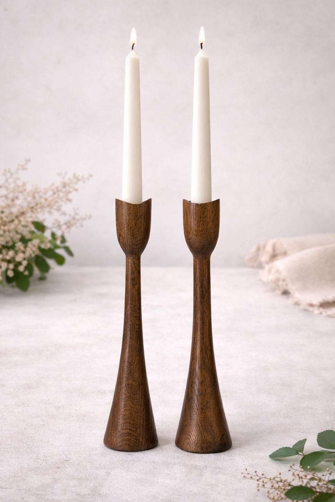 Vintage Danish Teak Candle Holders – Mid Century Scandinavian Wood ...