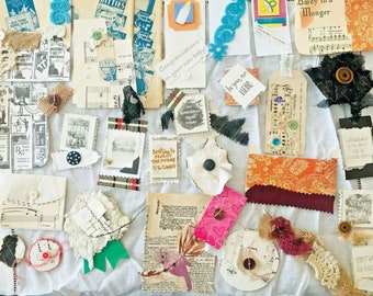 Shabby Chic Fabric Flip Pages Fabric Quarters Snippets Slow Stitch Pocket Embellishments for your Latest Craft Project!