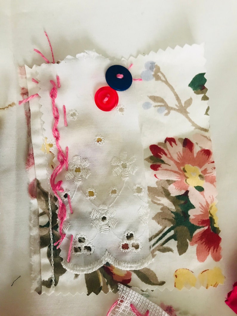 Shabby Chic Fabric Flip Pages Fabric Quarters Snippets Slow Stitch Pocket Embellishments for your Latest Craft Project!