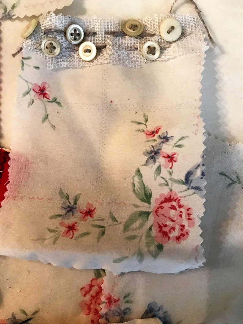 Shabby Chic Fabric Flip Pages Fabric Quarters Snippets Slow Stitch Pocket Embellishments for your Latest Craft Project!