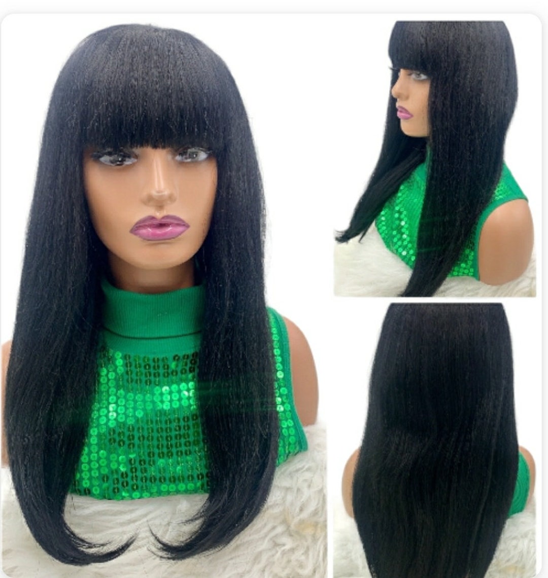 Eboni black Kinky Yaki Texture straight heat resistant Etsy 日本