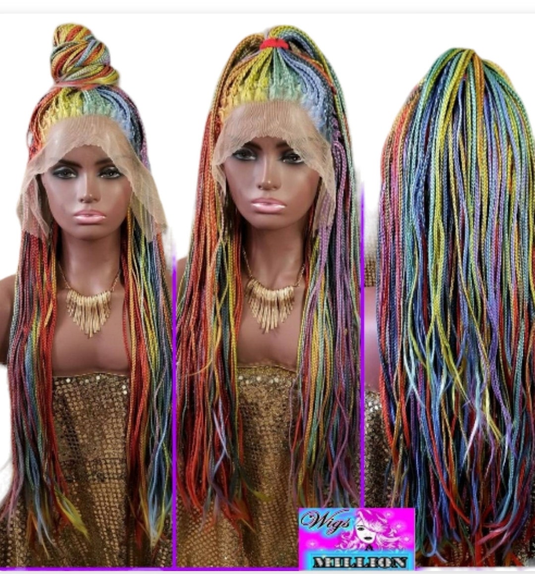 Remi&quot; Colorful Braid Synthetic Frontal Wig 24 inches