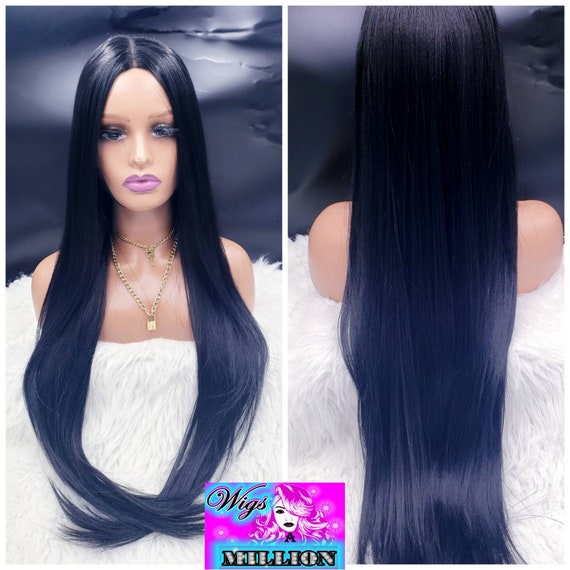Kyra Black Silky Texture 32 Inches Long With Deep Part - Etsy Finland Kyra Black Silky Texture 32 Inches Long With Deep Part - Etsy Finland