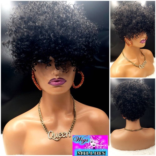 Christiana' Short Curly Heat Resistant Wig Glueless Wig - Etsy Christiana' Short Curly Heat Resistant Wig Glueless Wig - Etsy