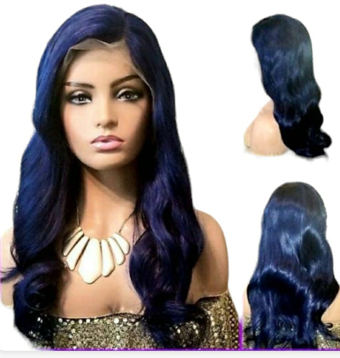 Amy134 Dark Blue Wig with Pre Plucked Hairline Etsy 日本