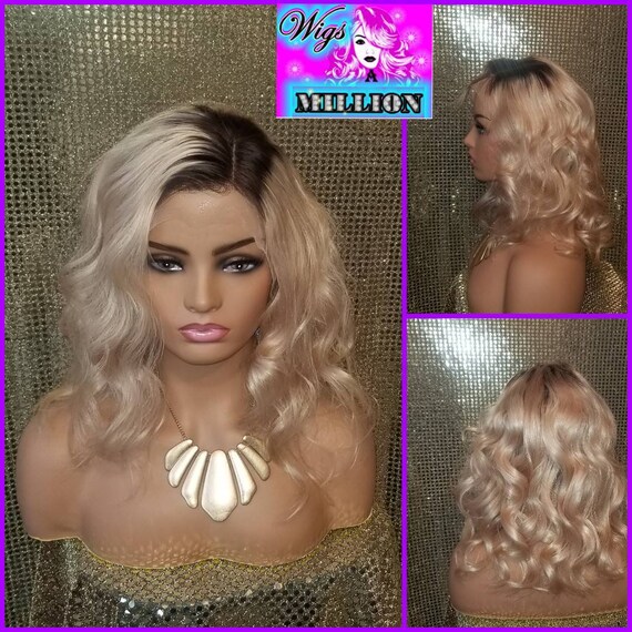 Imani Ombre 613 Blonde Bob Human Hair Wig Short Brazilian Loose Deep Wave Lace Front Preplucked 14 Inches