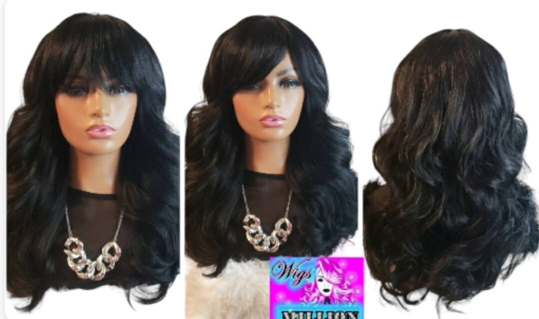 Celina Black Synthetic Wig Body Wave Curls Wig With Etsy 日本