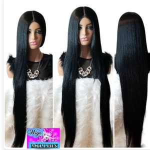 Ariana Grande" 40 inch Heat, Long Wig, Straight,  Heat Black deep part wig, Glueless Wig, hair loss, alopeica, chemo wig, LONG Synthetic Wig