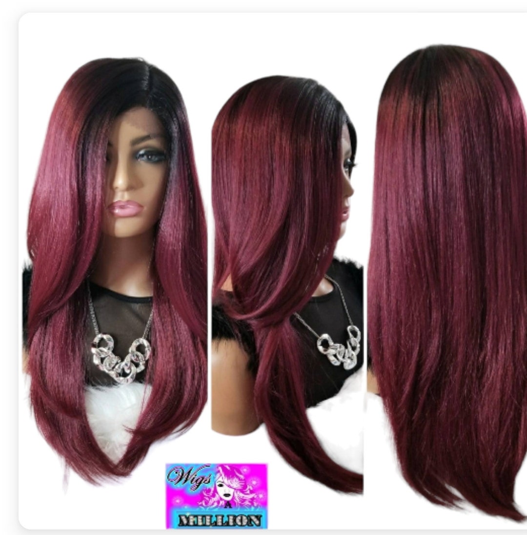 Tokyo 1b/ Burgundy Synthetic Wig Lace Front Wig Layered Etsy 日本