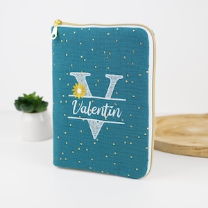 Couvre-livre pour carnet santé bébé avec fermeture éclair zip | Cadeau de naissance personnalisé