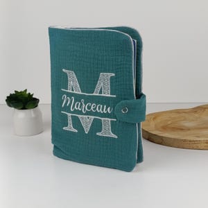 Funda de historial clínico personalizada con nombre | Regalo de nacimiento de gasa de algodón