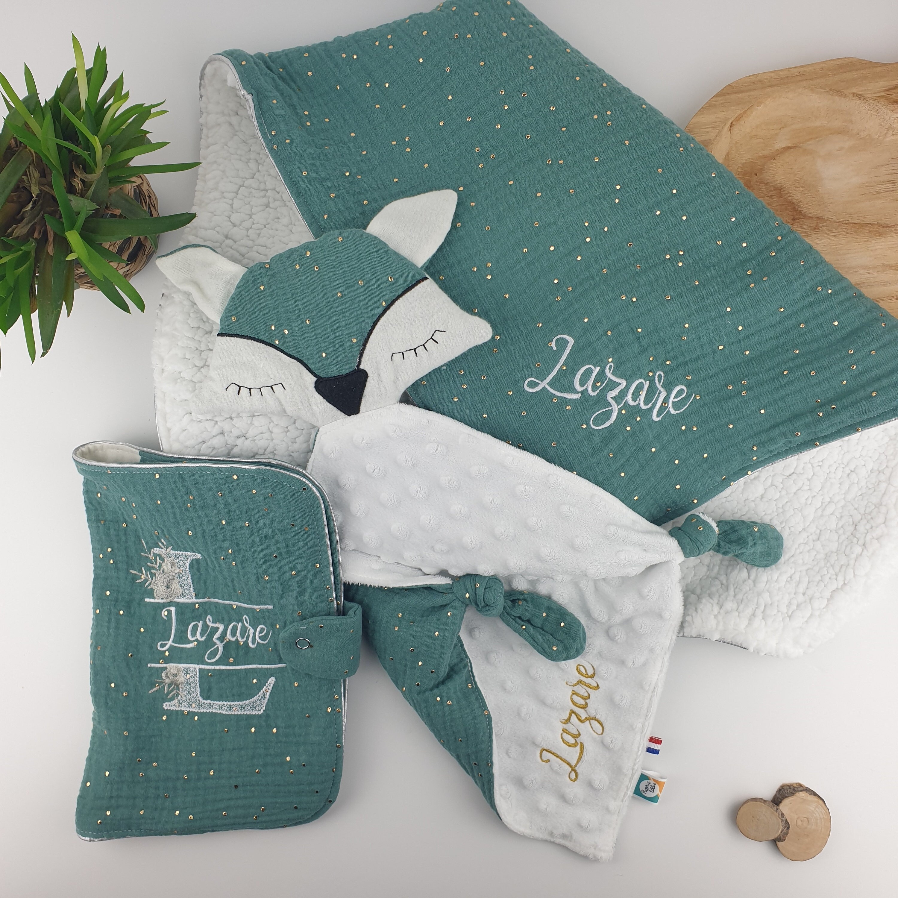 Personalized double gauze birth gift / Personalized comforter / Personalized baby blanket / Personalized health record cover