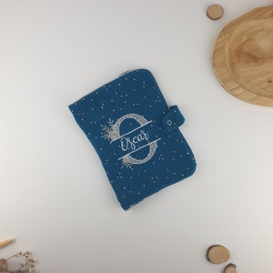 Cadeau de naissance personnalisé double gaze / Doudou personnalisé / Couverture bébé personnalisée / Protège carnet de santé personnalisé Protège carnet