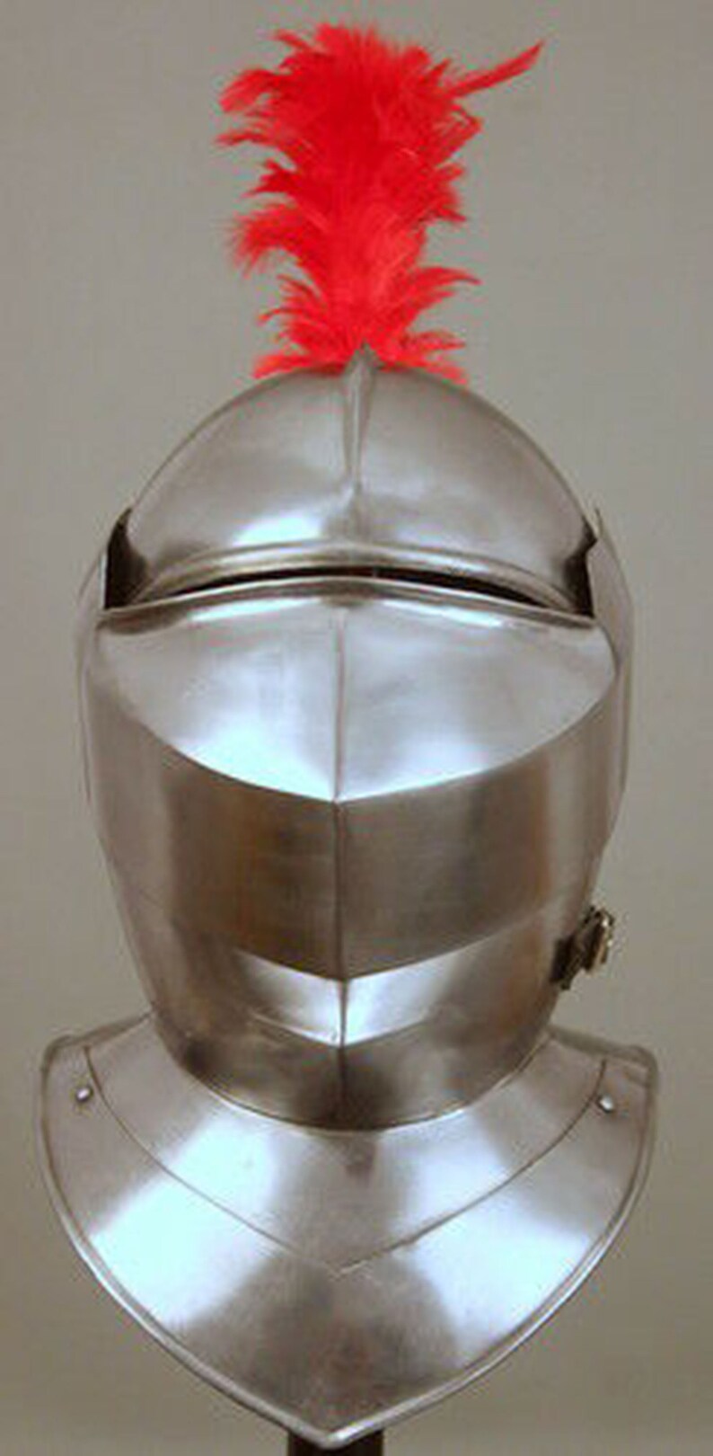 Medieval Full face helmet with plume Crusader Knight Helmet Etsy