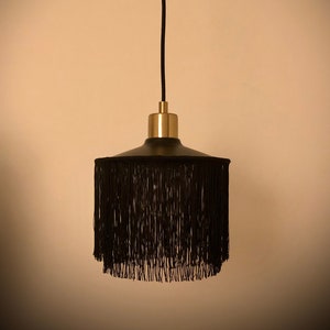 Tassel fringing lampshade, fringe pendant, luxury, unique lampshade, black lamp, hand made lampshade, home decor, ceiling lamp, vintage lamp