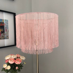 Double-Layered Fringe Lampshade for Floor or Table Lamps, Boho Chic Fringe Lampshade - Versatile and Stylish Addition to Any Room