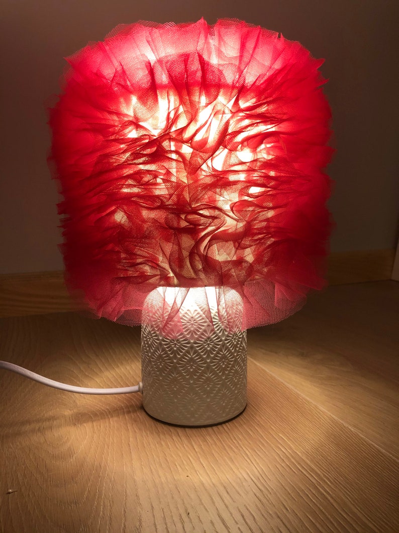 Fluffy Table Lamp Tulle Lampshade Kids Lamp Luxury Lamp Etsy
