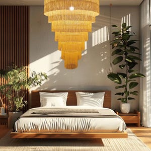 Tassel fringing 7-layer lampshade, fringe pendant, hand made lampshade, home decor, ceiling lamp, custom sizing