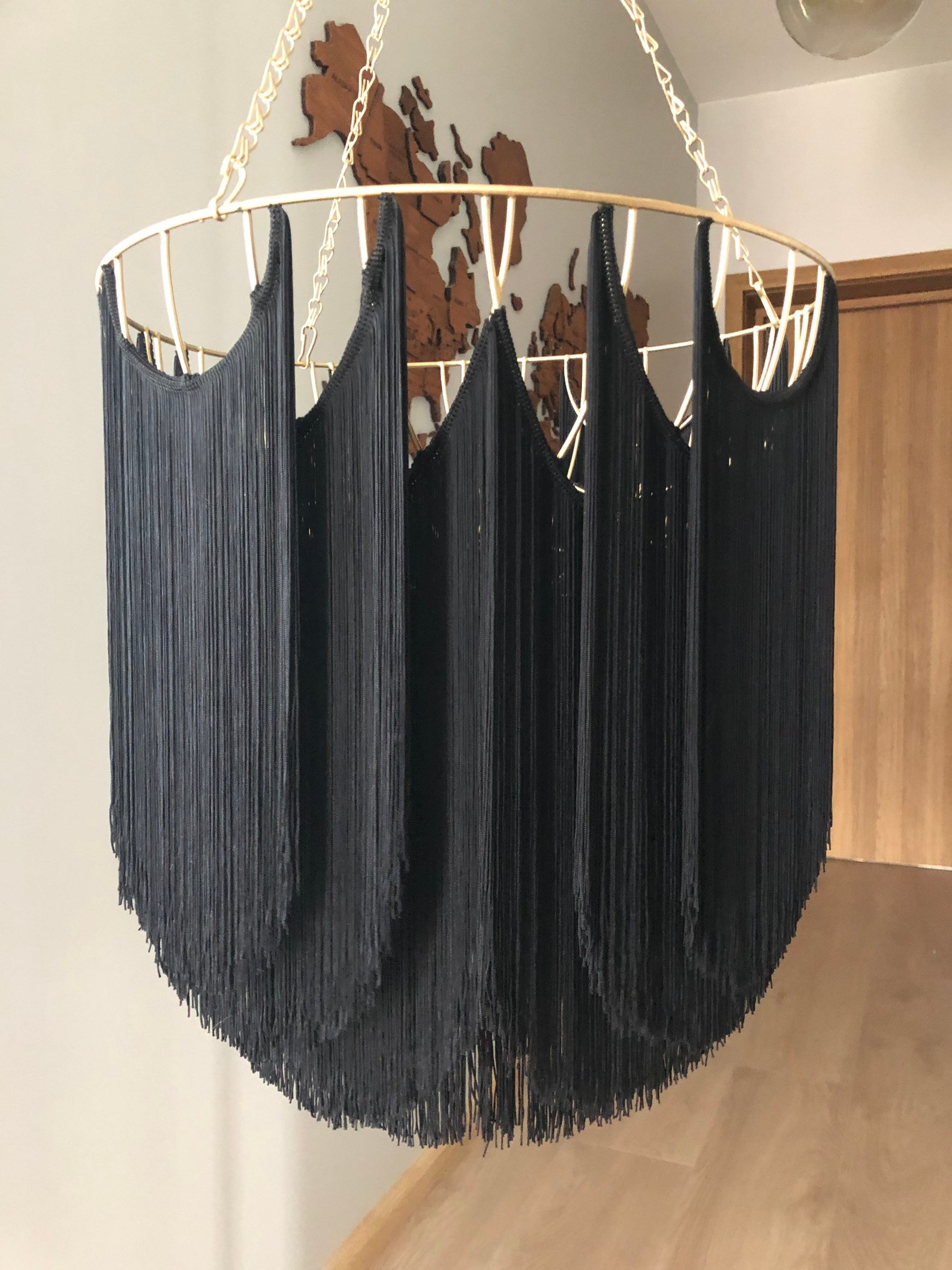 Boho Chic: Handmade Waved Fringe Pendant Light for a Dreamy - Etsy