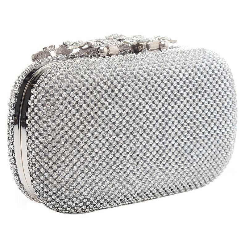 Unique Clasp Silver Diamante Crystal Diamond Evening bag Etsy