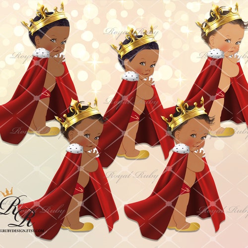 Royal Prince Baby Boy Blue Gold Throne african American Baby Etsy