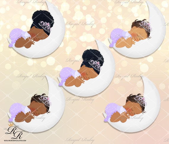Sleeping Prince White Pajamas Gold Crown Royal Blue Gems Clipart Instant Download Baby Boy 3 Skin Tones
