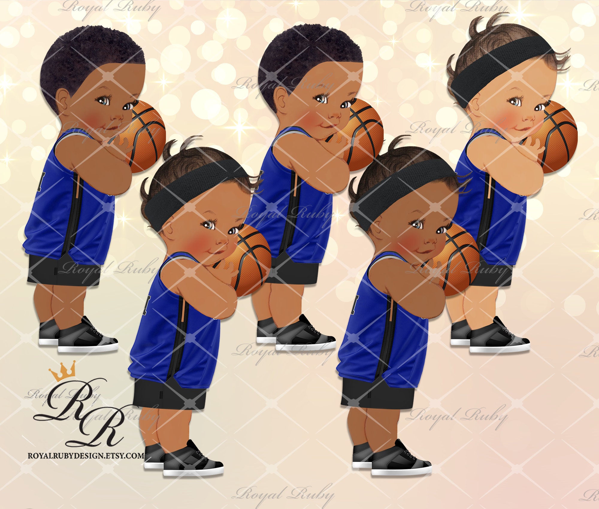 Baby Boy Basketball Blue Sports African American Baby 3 Etsy